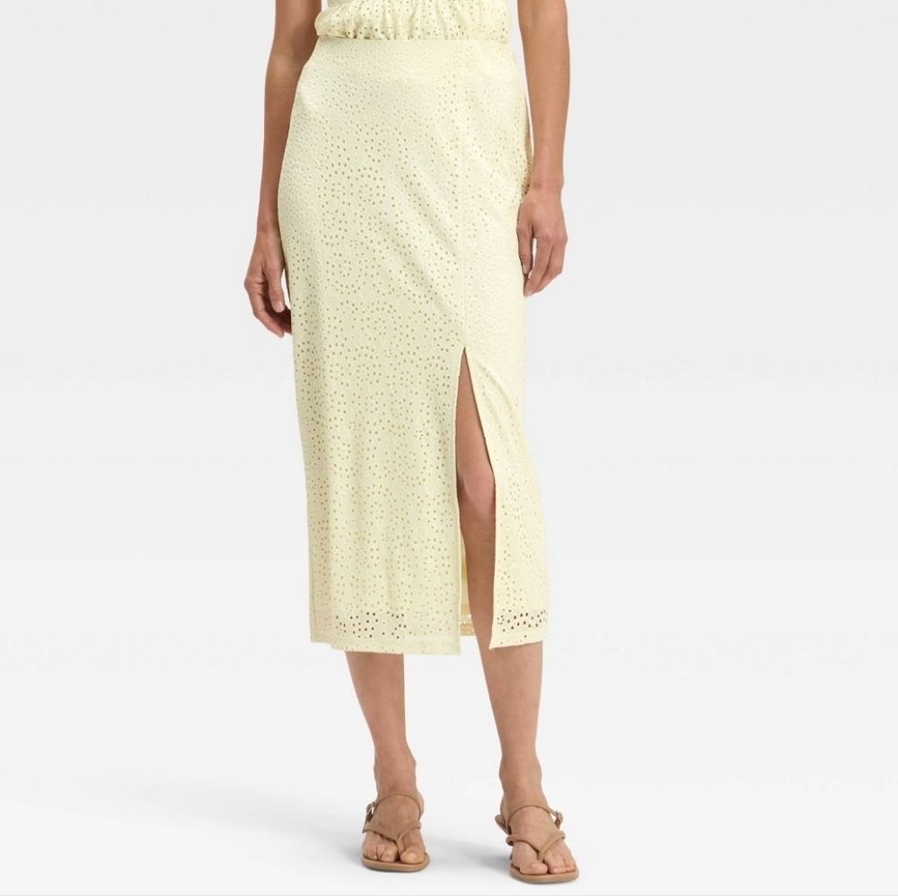 Women's Lace Column A-Line Skirt, White (Cream), Size 8, NWT